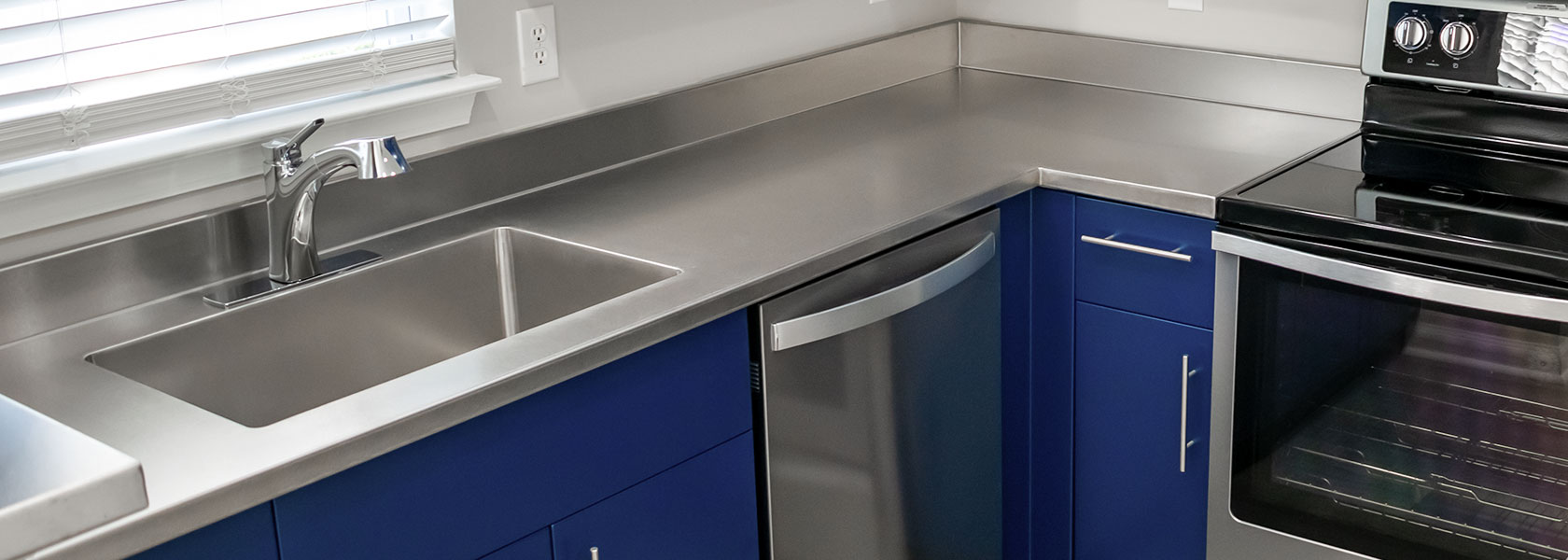 Stainless Steel Countertops with Integrated Sink