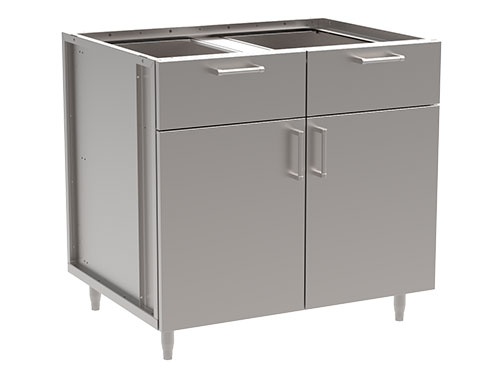 2 Quarter Drawers w/Double Doors Base Cabinet