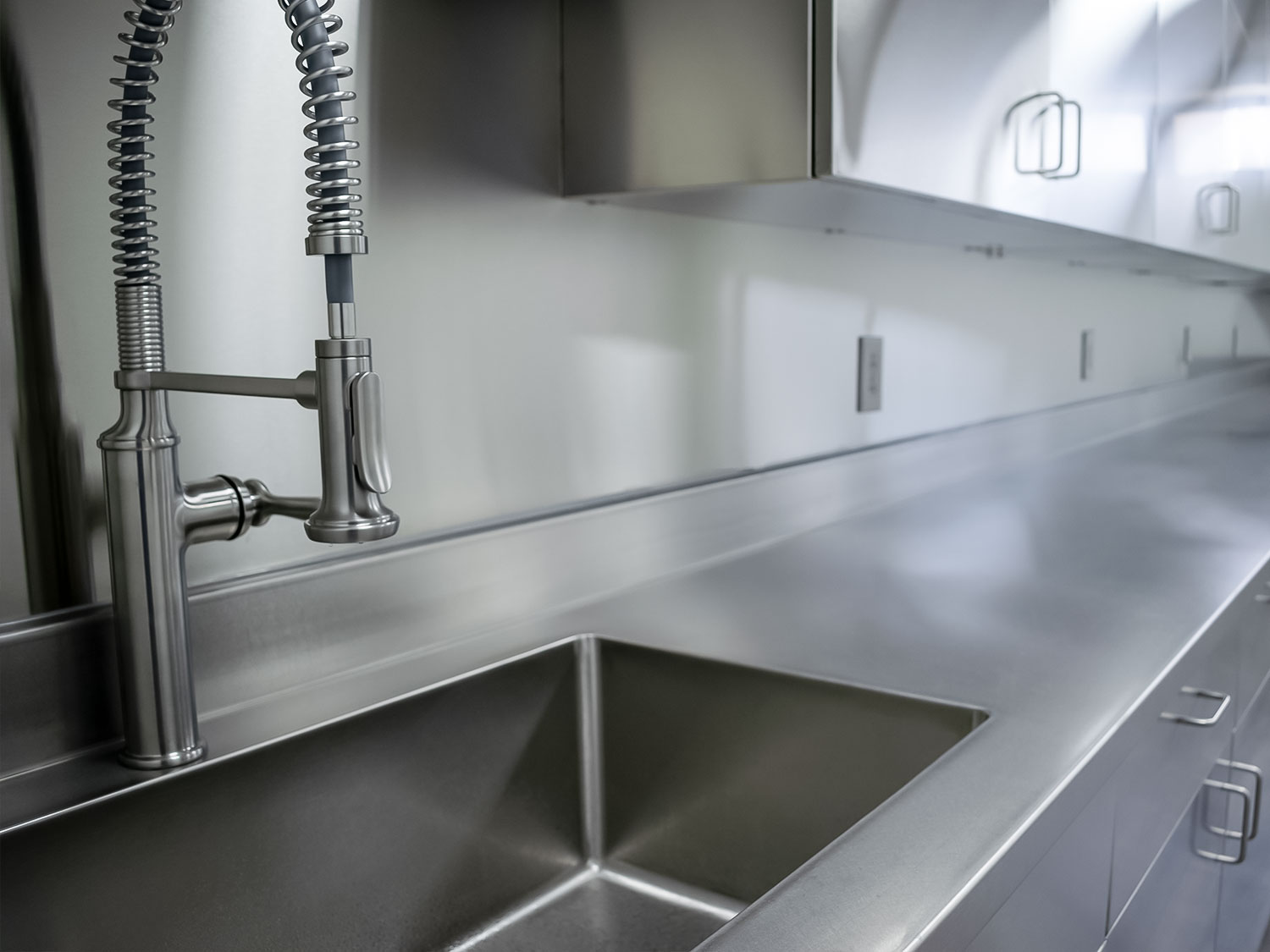 Stainless Steel Countertops with Integrated Stainless Steel Sink