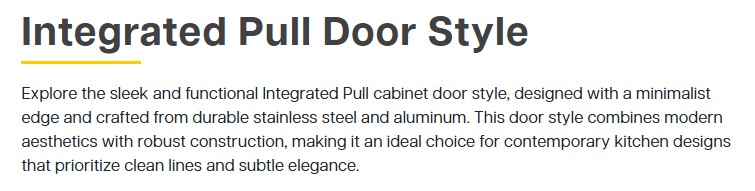 Door Style Integrated Pull Description