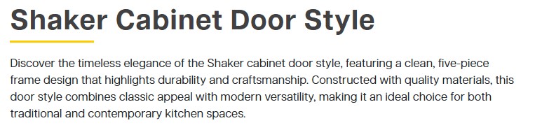 Door Style Shaker Description