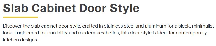 Door Style Slab Description