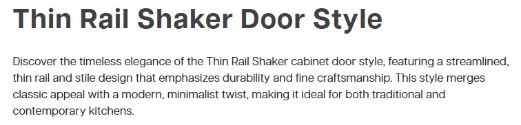 Door Style Thin Rail Shaker Description